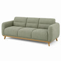 Canapé 3 places 210 cm en tissu vert avec pieds en bois style scandinave