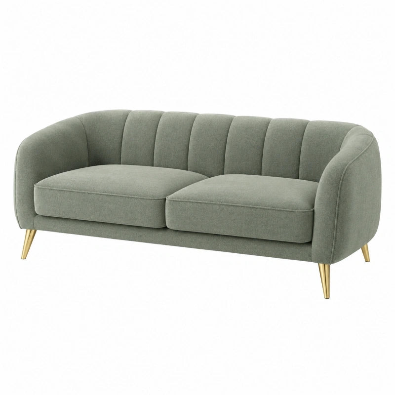 Canapé 2 places 160 cm en tissu vert gris style contemporain