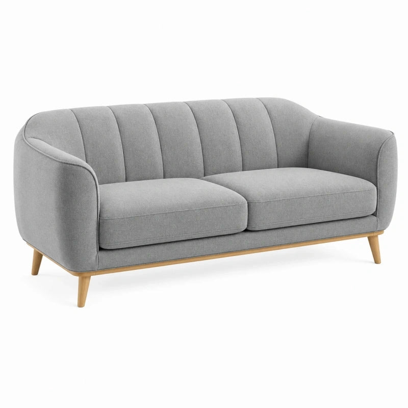 Canapé 2 places 165 cm en tissu gris style scandinave