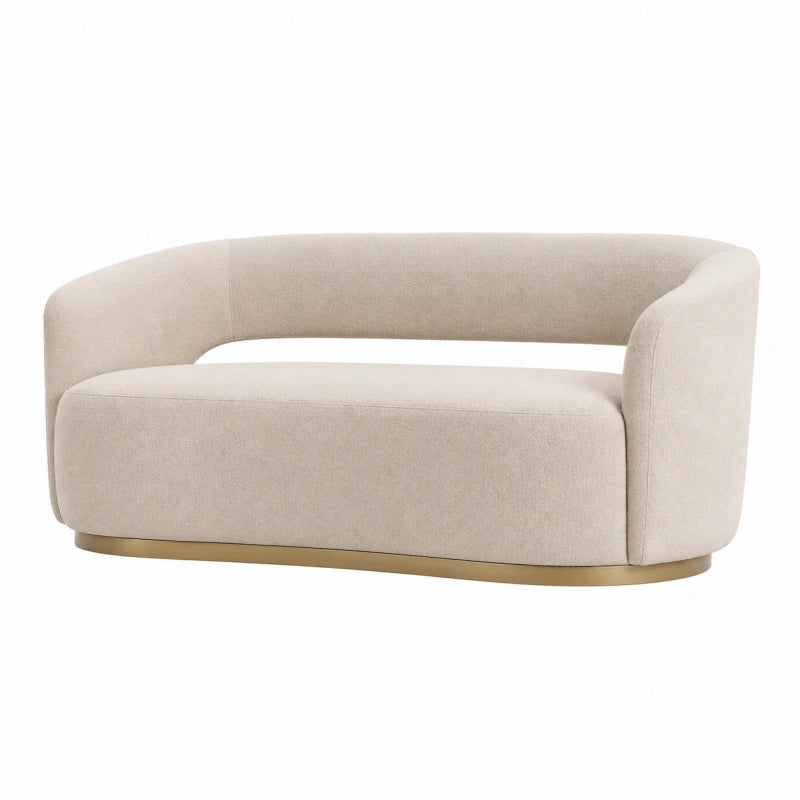 Canapé 2 places 170 x 80 x 75 cm en tissu beige style contemporain