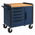 Servante d atelier 78 x 46 x 92 cm acier bleu plateau en bois rangement mobile