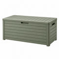 Coffre de rangement extérieur 120 x 56 x 63 cm en plastique vert kaki à couvercle