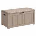 Coffre de rangement extérieur 120 x 55 x 60 cm en polypropylène taupe avec couvercle