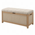 Banc coffre de rangement 120 x 40 x 48 cm en bois beige style naturel