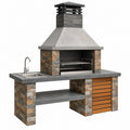 Cuisine extérieure avec barbecue 210 x 70 x 220 cm pierre grise avec évier et gril