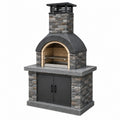 Barbecue extérieur en pierre grise 120 x 70 x 220 cm avec cheminée et rangement