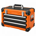 Coffre à outils 50 x 25 x 35 cm en acier orange et noir avec 3 tiroirs