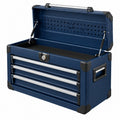 Coffre à outils 60 x 30 x 38 cm en acier bleu marine avec 3 tiroirs verrouillable