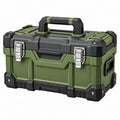 Caisse à outils 50 x 25 x 28 cm en plastique vert noir portable avec fermetures métalliques