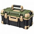 Boîte à outils 50 x 25 x 25 cm en plastique vert noir beige avec poignée de transport
