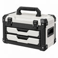 Boîte à outils 45 x 25 x 32 cm en plastique blanc noir avec 2 tiroirs portable
